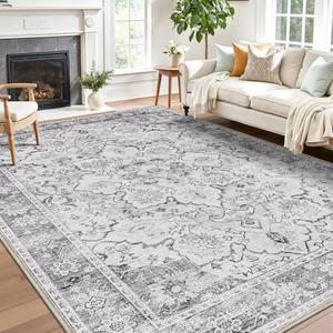 LUMI Washable Area Rug 8x10 for Living Room, Ultra Soft Stain Resistant Carpet with Non Slip Rubber Backing, Non-Shedding Low Pile Rugs for Bedroom, Dining Room, Indoor, Office