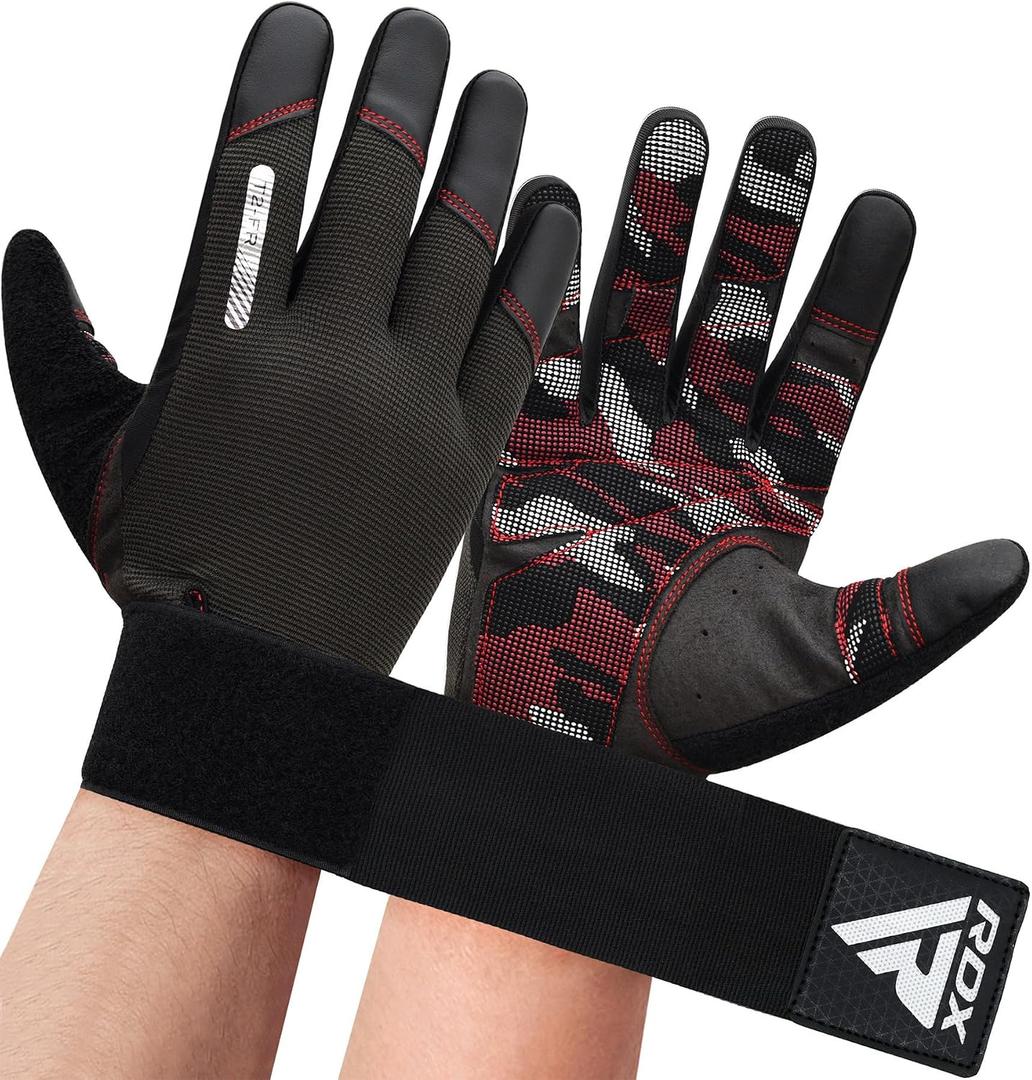 RDX Weight Lifting Gloves with Wrist Support -Touch Screen Full Finger Gym Workout, Breathable Anti Slip Padded Grip, Men Women Fitness Training, Powerlifting Bodybuilding HIIT Exercise Weightlifting