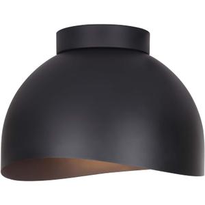Canarm Henlee 2-Light Flush Mount Ceiling Light, 11-Inch Matte Black Finish, Uses 60W Type A Bulbs, Easy Installation, Modern Lighting for Bedroom, Hallway or Entryway