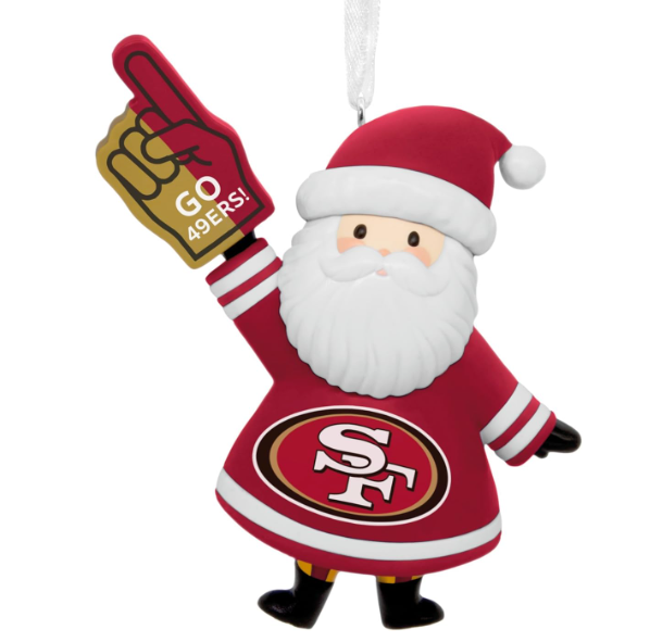 Hallmark NFL San Francisco 49ers Santa Fan Christmas Ornament, Gifts for Sports Fans 