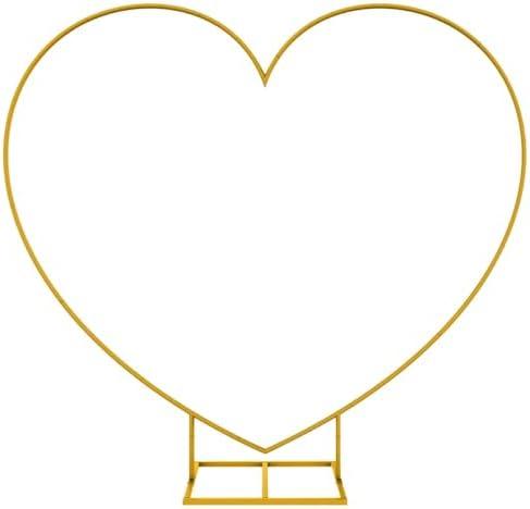 LANGXUN Large Size Metal Balloon Arch Kit, Wedding Heart Arch Stand, Love Balloon Column Arch Frame for Wedding, Bridal, Valentine's Day, Engagement and Birthday Party Supplies (Gold)