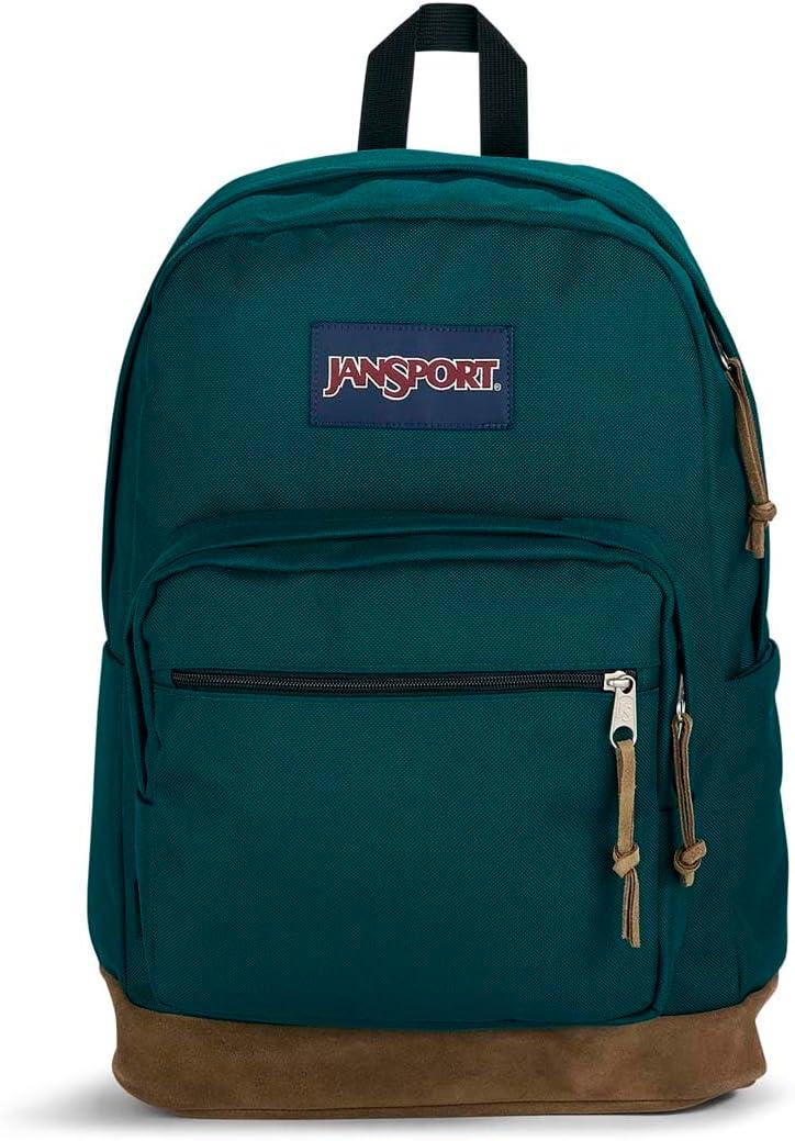 JanSport Right Pack Backpack - Durable Daypack with Padded 15" Laptop Sleeve, Spacious Main Compartment & Integrated Water Bottle Pocket - Deep Juniper