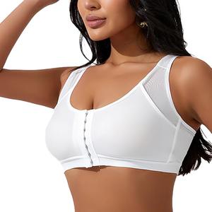 Bras for Women, Womens Sports Bra, Front Closure Bras, Comfort Support Wirefree Bra with Adjustable Straps (US, Alpha, Medium, Regular, Regular, White)