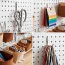 Spampur Peg Board, 4 Pack Metal PegBoard Organizer with Accessories, White Pegboard Panels with 50 Pcs Hooks and Baskets, Wall Organizer for Office, Craft Room Organization, Garage, Sewing Room