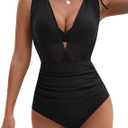 BMJL Womes One Piece Swimsuit Mesh Bathing Suit Tummy Control Swimsuits Plunge Bikini Tops 2025 (X-Large, Black)