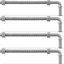4 Pack 11" J-Bolt Gate Hinges with 5/8"-11 Galvanized J Bolt Threaded Hinges for Cattle Corral Panels, Chain Link Fence, Include Nuts Washers