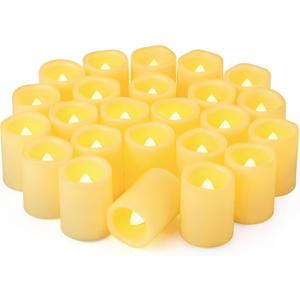 24 Pack 1.5" x 2" Flameless Flickering Battery Operated Votive Candles, Lit 200+ Hours LED Tea Light Votive, Electric Outdoor Flicker Candle Bulk for Wedding Halloween Christmas Home Decorations