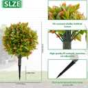 23.6'' Artificial Fall Topiary Ball Trees Set of 2 with Ground Spike,UV Resistant Fake Bushes Artificial Plants, Faux Greenery Plants for Outdoor Front Porch Garden Home Decor
