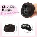 REECHO 2 PCS Mini Claw Clip in Messy & Cat Ears Hair Bun Extensions HB001 Wig Accessory Updo Hairpieces for Women (Pack of 2-3.5" Wavy, Dark Brown)