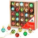 1 Inch Mini Vintage Multi Color Glass Ball Christmas Ornaments Set of 25 Balls | Miniature Christmas Tree Ornaments | Rustic Christmas Decorations | Mini Christmas Tree Decorations for Small Trees