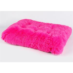 Liveinu Long Plush Calming Pet Bed Cuddler Pet Bed for Dogs and Cats Fluffy Faux Fur Dog Bed with Anti Slip Bottom Machine Washable Pet Sleep Bed Crate Mat Hot Pink M (25"x19"x4")