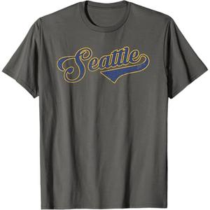 Seattle Baseball Retro Vintage City T-Shirt, Size: M