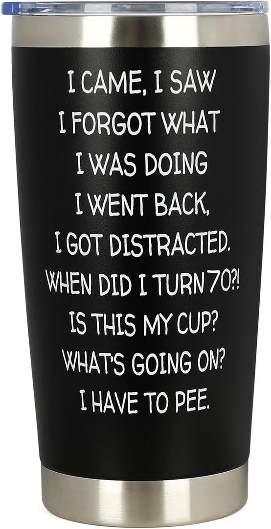 70th Birthday Gifts for Men Women - Funny 70th Birthday Decorations Gifts for Him Her - Gift for Men Women Turning 70 Year Old Gift for Mom, Dad, Wife, Husband - 20 OZ Stainless Steel Tumbler