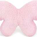 Butterfly Throw Pillow for Girls & Adults - Plush Butterfly Shaped Pillow, Ultra Soft Stuffed Animal Decorative Cushion, 20", Pink (Vacuum Compressed Packaging) (M-19.68 Inch)