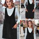 MAOECO Womens Fashion Overalls Denim Dress Loose Casual Sleeveless Mini Pinafore Jean Romper Summer 2025 Outfits High Roller Skirtall Black L