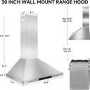 AMZCHEF Wall Mount Range Hood 30 inch: 1050 CFM Stainless Steel Kitchen Stove Vent Hood with 3 Speed Exhaust Fan, Touch/Remote/Gesture Control Kitchen Exhaust Fan with Dishwasher-Safe Baffle Filters