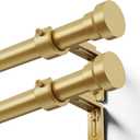 YaFex Curtain Rods 2 Pack 32-118 Inch, Heavy Duty 1 Inch Curtain Rod, Gold Long Adjustable Window Treatment Rods,Modern Design, Easy Installation