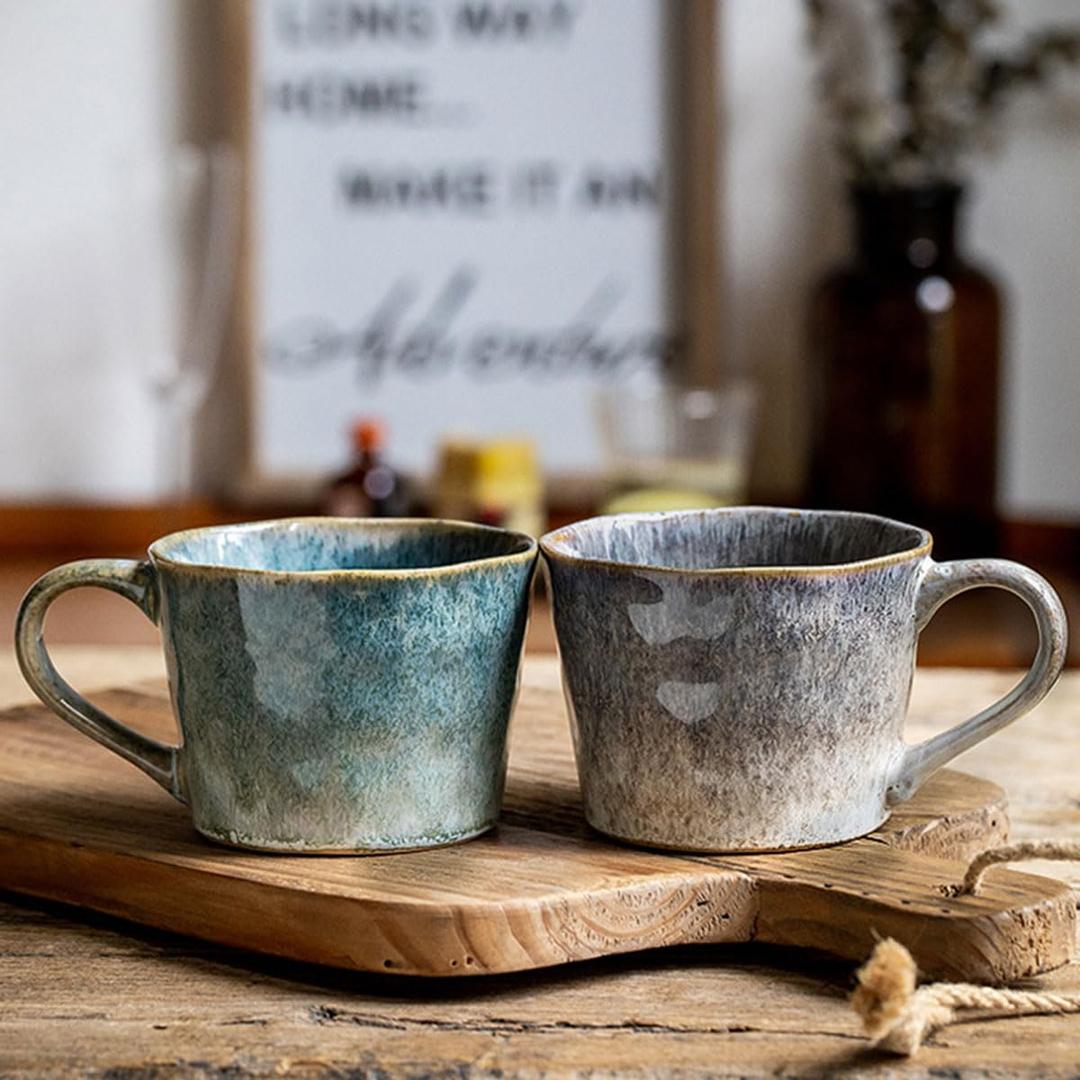 Coffee Mug 350ml/12oz Two-Piece Set, Retro Tea Cup Milk Cup, Suitable for Coffee, Latte, Tea, Dishwasher and Microwave Safe (2-Piece Set)