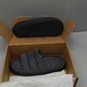 VeraCosy Mens Open-Toe Slippers Memory Foam Indoor Outdoor House Shoes (11-12, Matt Black)