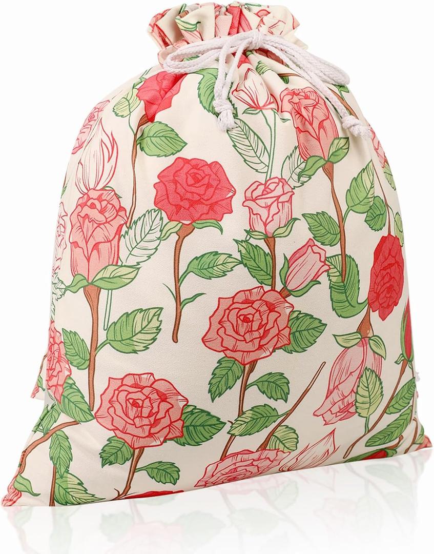 Drawstring Gift Bags, Extra Large 24"x 20" | Premium Canvas Storage Bags | Reusable Fabric | Perfect for Baby Showers, Birthday Parties | Rosy