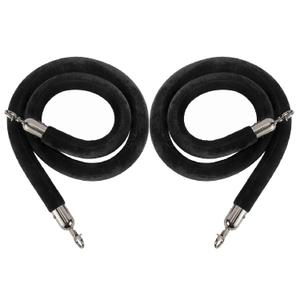NovelBee 2 Pack of 10 Feet Velvet Rope with Black Stainless Steel Hooks,Crowd Control Stanchion Post Queue Line Barrier (Black)