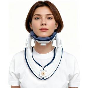 Cervical Traction Device, Lightweight & Adjustable Neck Stretcher for Neck Support, Cervical Neck Traction Device for Home Use, Neck Pain & Tension Relief (White)