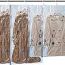 Hanging Vacuum Storage Bags 4 Pack Hanging Vacuum Seal Bags for Clothing Coat Storage Suit Bags, Hanging Plastic Clothes Cover for Coat Dress Fur Shirt Vacbird