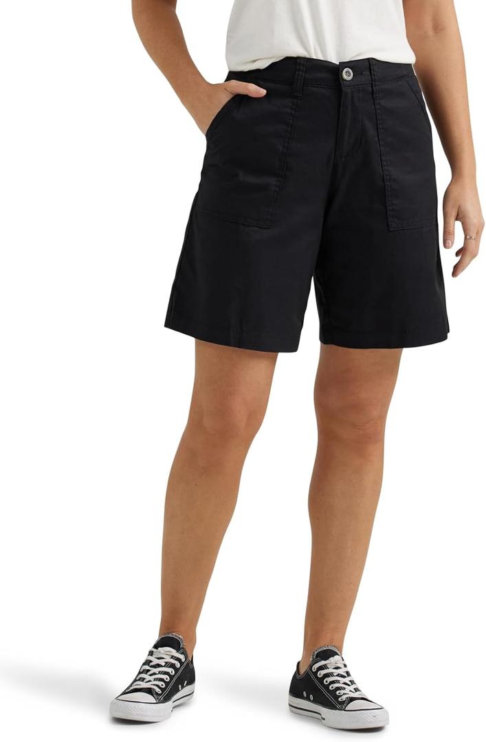 Lee Women's Ultra Lux Comfort with Flex-to-go Utility Bermuda Short (12, Union-all Black)