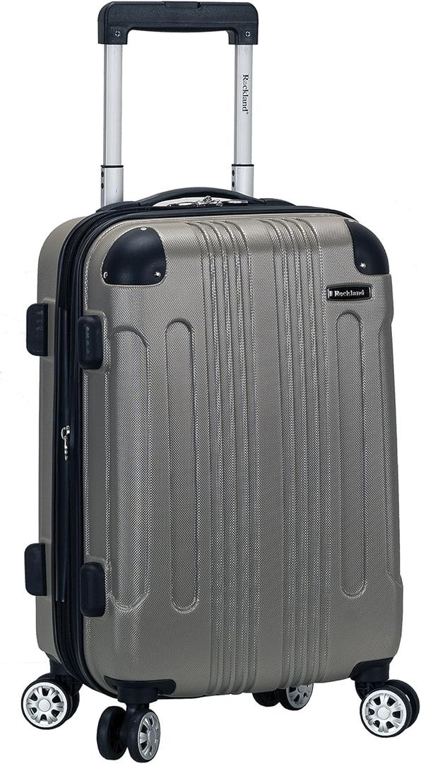 Rockland London Hardside Expandable Luggage with Spinner Wheels, Silver, Carry-On 20-Inch