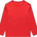 UNACOO Kids Long Sleeve Shirts Girls Shirts Boy's Cotton Long Sleeve Shirts Layer Shirts Regular Fit (Age 3-12 Years) (8-9 Years, Red)
