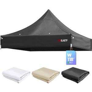 10x10 Canopy Replacement Top for Pop Up Canopy Tent - 4 Drainage Holes10x10ft Canopy top Suitable for Most of The Standard Canopy(top only, Black)