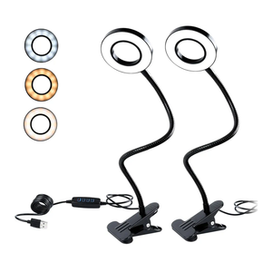Clamp on Lamp, Desk Lamps, 8W Clip Light, Warm & Daylight & White Light 3 Colors, 10 Dimmable Illumination Modes (2 Pack)