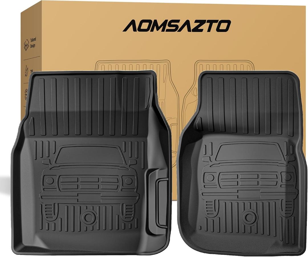 All Weather Floor Mats for Ford F150 1980-1996, F-250/F350 1980-1997 Classic Ford Truck Accessories 1980-1986 1987 1988 1989 1990 1991 1992-1996 Waterproof Nonslip TPE Liner Cover Black