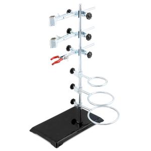 QWORK Laboratory Grade Metalware Set, Lab Support Stand Set with Iron Clamp Holder, Flask Clamp, and Condenser Stand