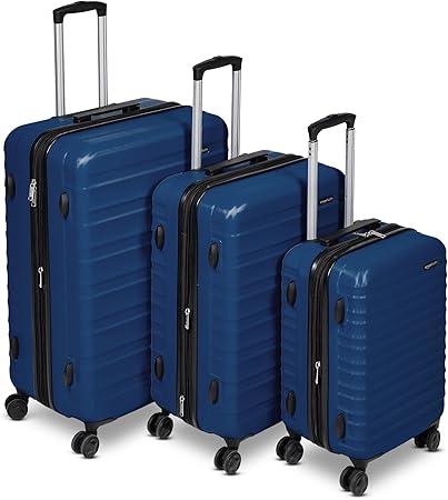 Amazon Basics 3-Piece Set (21", 26", 30"), Hardshell Suitcases With Wheels, Expandable For Up to 25% More Space, With Scratch-Resistant Surface, Four Multi-directional Wheels, Black