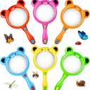 6Pcs Kids Magnifying Glass, Colorful Magnifying Glass for Kids, Hand Toy Magnify Glasses, Mini Magnifier Glasses for Science Class Reading Outdoor Observation Party Favor