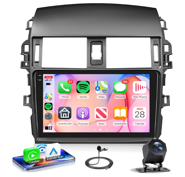 4Core 4G+64G Android 15 Car Stereo Radio for Toyota Corolla 2009-2013, Rimoody Wireless Carplay Andorid auto Mirror Link 9'' INCELL Touchscreen GPS WiFi Bluetooth 5.0 FM/RDS EQ-32 SWC Backup Camera