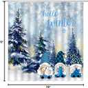 Christmas Gnome Shower Curtain Winter Forest Xmas Snowflake Hello Blue Winter Snowy Pine Tree Holiday Fabric Bathroom Curtain Set with Hooks(70" WX70 H)