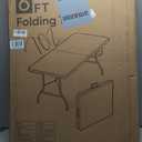 1 Set 6 FT Rectangle Folding Table with Carrying Handle, Lightweight Fold-in-Half Utility Table, with Matching White Stretch Spandex Covers, Ideal for Weddings, Parties, Camping, Banquets, Crafts
