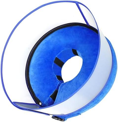 BARKLESS Inflatable Dog Cone, Soft Dog Donut Collar After Surgery, 2-in-1 Inflatable Collar with Detachable Anti-Licking Shield, Donut Cone to Stop Licking Wounds,  M+ 11 - 14 In