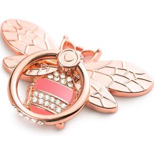 Allengel Cute Bee Phone Ring Grip Holder, Bling Phone Ring Holder Finger Kickstand Grip Compatible with iPhone and Android Phone Cases (Rosegold)
