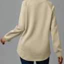 BLENCOT Crewneck Sweatshirt Long Sleeve Pullover Textured Fall Blouse Comfy | Button Business Casual Winter Blouse Loose Fit Oversized Shirts Outfits For Women Comfy Workout Tops Raglan Trendy Cozy Solid (Beige, XL)