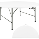 HAISIWLKJ 5FT Round Folding Table White Fold-in-Half with Carrying Handle Portable Plastic Table for Outdoor or Indoor Dining,Wedding, Camping,Party Table