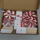 Vercraft 6 Pieces Christmas Candy Wooden Tabletop Decor Candy Cane Tall Standing Wood Block Xmas Cane Table Centerpiece Sign for Christmas Tiered Tray Home Desk Office (Gold Powder, Red and White)