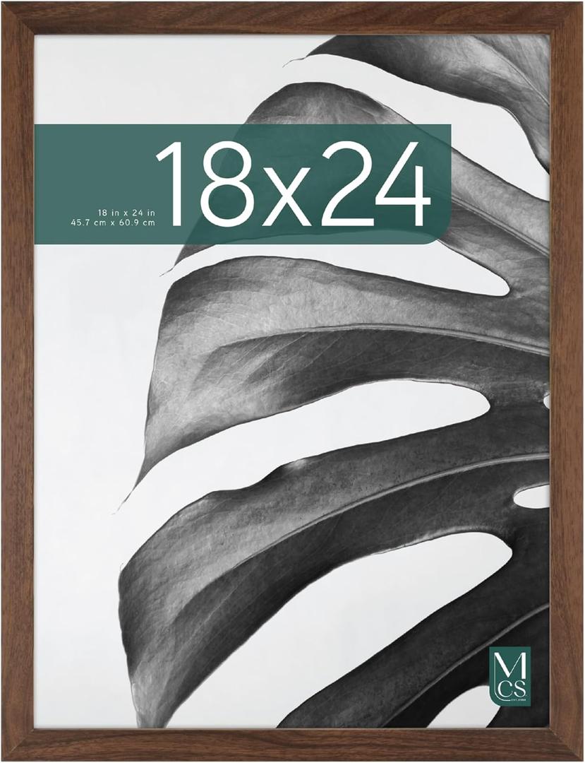 MCS Studio Gallery 18x24 Poster Frame Walnut Woodgrain, Vertical & Horizontal Wall Hanging Large Picture Frame for Photos, Posters & Art Prints (1-Pack)