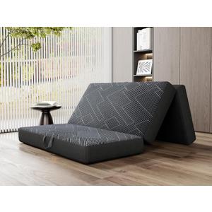 Vamcheer Tri Folding Mattress Twin Size - 6 Inch Foldable Mattress Portable Memory Foam Mat with Handle & Non-Slip Bottom, Washable Cover for Travel RV Camping Guest, 75"x38"x6", Grey