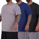 Real Essentials 3 Pack: Mens Big & Tall Tech Stretch Long-Sleeve & Short-Sleeve Dry-Fit T-Shirt (3XT-5XT)