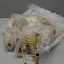 7 Pcs Pizza Pan Riser Stands Sets Includes 1 Pcs Tiered Tray Stand 3 Stainless Steel Pizza Pan and 3 Wood Handle Knife for Home, Restaurant Party (Elegant Style,Gold)