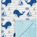Whale Kid Blanket for Boys or Girl 30x40 - Soft Kids Throw Minky Blankets with Dotted Backing - Nursery Crib Blanket