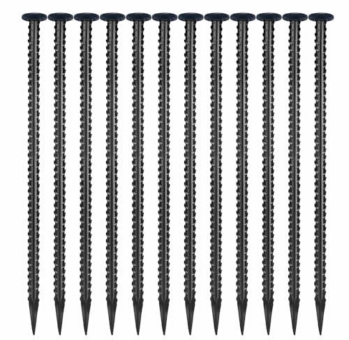 16 Inch Rebar Stakes,Ground Stake 1/2 Inch Diameter，Galvanized Steel Ground Anchors, Heavy Duty Metal Spikes，Asphalt Anchor,Used for Speed Bump Wheel Stop and Camping Tent(Pack of 16, Black)